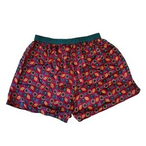 Max Deco Mens Vintage 100% Silk Boxer Shorts Burgundy Football Print XL‎